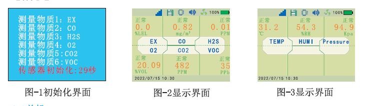 六合一氣體檢測(cè)儀顯示界面